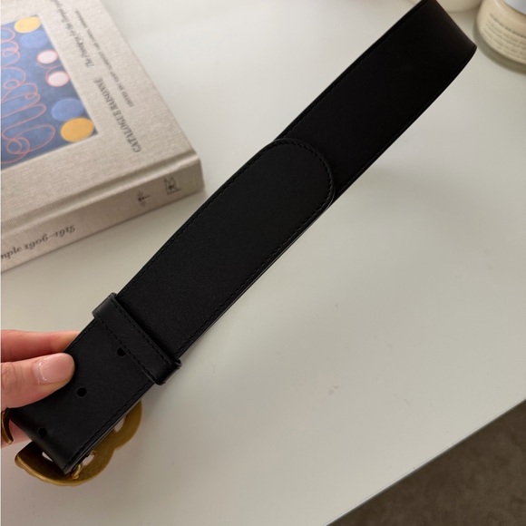 Gucci Black Leather Belt with Gold Pearl Buckle main image 8